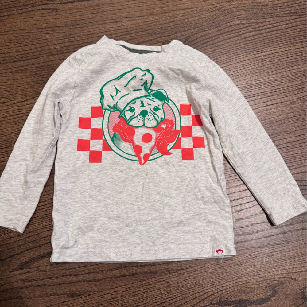Appaman Gray Long Sleeve Shirt with Pizza Design